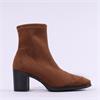 Miss Elastic Block Heel Ankle Boot - Cognac Stretch